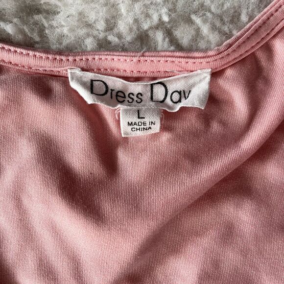 Dress Day Baby Pink Maternity Midi Dress with Short Sleeves Sz L - Picture 12 of 14